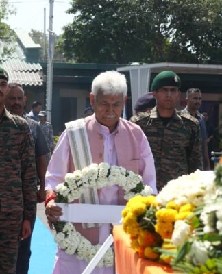 Lieutenant Governor Manoj Sinha pays tribute to martyred Army officer in Rajouri